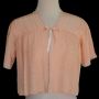 1930s Peach Embroidered Floral Bed Jacket, Ribbon Tie Front, Size S, Small