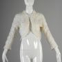 Large White Cardigan Shrug 1950s Open Knit Cropped Balero Rockabilly Wrap