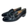 80s Era Black Leather Slip On Loafers w Buckle | Men 9.5D