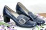 Vintage 70s Navy Blue Embossed Court Shoes, Heels by Fashion Craft, Sz 7 1/2 N