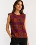 90s Sleeveless Silk Stained Glass Print Tank Top Blouse Shell