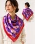 80s Vintage Silk Scarf Pink Purple Floral Red Border 35 x 35