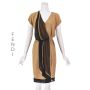 FENDI Caramel & Black Silk Faux Wrap Dress with Drawstring Waist SZ 4, S