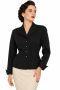 1940s Black Gabardine Tailored Jacket with Rhinestone Buttons