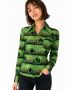 intage 70s Martini Green Novelty Fishing Print Polyester Shirt XS