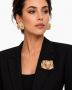 80s Leopard Brooch Pendant and Earrings Set 1980s Gold Tone Big Cat Jewelry
