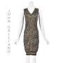 JOHN GALLIANO Vintage Leopard Print Knit Sheath Dress w Black & Gold Trim SZ SM