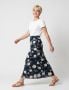 Vintage Black and White Floral Faux Wrap Midi Skirt by Geiger