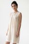 60s White Nightgown Nightie with Lace & Embroidery Bib Semi Sheer  