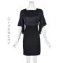 GIVENCHY Black Cocktail Dress with Silk Bodice, Wool Pencil Skirt, & Statement Sleeves SZ 8