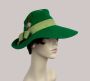 Vintage 1940s Green Wide Brim Chimney Crown Hat
