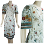70s Floral Border Print Summer Dress by Hal Ferman, B38
