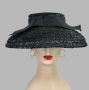 Vintage Black Wide Mushroom Brim Straw Hat