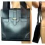 90s Luxury Black Leather Structured Shoulder | Book Bag