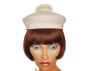 1950s White Straw Hat w Pompom Ladies Size S M