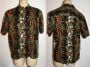 90s Rayon Hawaiian Shirt | Palm Trees and Coconuts on Black | Chest 47''