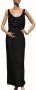 1960s Black Silk Sheath Evening Dress with Beaded Bodice - Size  Large
