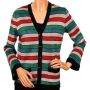 Vintage 1970s Striped Lurex Cardigan Sweater - Lansea - M