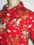 80s Red Cotton Novelty Print Shirt | Cute Kawaii Asian Children Print | Chest 40''