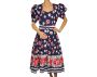 Vintage 1980s Dress Rose Flowers Floral Print Cotton Size M