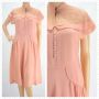 Vintage 1940s Pink Illusion Lace Bodice Day Dress  |  XS/S