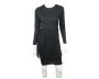 Vintage 1960s Dress Black Knit Wool with Long Fringe Over Skirt Size M