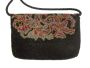 Vintage 80s Black Beaded Shoulder Bag Colorful Flap Evening Purse
