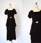 Olivia brown silk velvet dress, art deco 1930s dress, 1940s dress