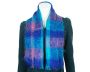 Vintage 1960s Wool Mohair Scarf Blue & Magenta Tones Scotland