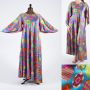 Vintage 1960s Early 1970s Psychedelic Hostess Dress  |  Size M/L