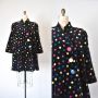 Romie polka dot velvet coat, 80s fashion, plus size vintage, aesthetic clothing, womens coats