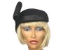 Vintage 60s Black Fur Felt Hat with Large Bow by Edna Wallace London Size S M