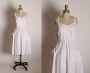 1970s White Criss Cross Back Sleeveless Floral Embroidered Pocketed Prairie Cottagecore Dress - S/M
