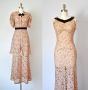 Emmanuelle 1930s Lace and Velvet Maxi Dress & Jacket, 1930s dress, art deco evening gown