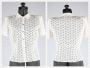 Vintage 1950s Cream Cotton Eyelet Short Sleeve Shirt by Mademoiselle G | Size M/L | Bust 38''
