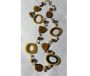 Vintage 1970s Beaded Tribal Necklace Tagua Nut Slices and Shell Autumn Tone Browns