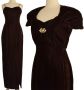 1980s Chocolate Brown Velvet Evening Gown and Bolero Jacket Ensemble, Two Piece Set, Medium