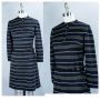 70s Black Knit Long Sleeve Shift Dress by L'Aiglon, Sz 8