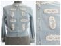 1950s Vintage Blue Cashmere Button Up Cardigan Sweater | Soutache Brocade Trim | Size M/L