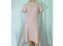 Vintage Mod 60s Party Dress Pink Sheer Polyester Knit Shift Rhinestone Buttons by George Small