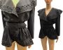 80s Victorian Wide Collar Belted Black Ribbon Detail Baroque Blazer Jacket | XS/S