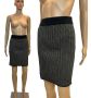 80s Black & Gold Metallic Knit Tube Skirt | Textured Pull On Sweater Skirt | Small