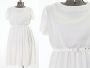 Vintage 1960s White Short Sleeve Pleated Volup Day Dress | Plus Size 38'' Waist