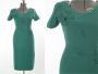 Vintage 1950s Teal Green Knit Pinup Hourglass Sweater Dress by Snyderknit | Size Medium