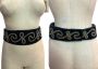 80s Baroque Black Velvet Obi Belt with Bead Design | Vintage M/L fits 30 - 33''