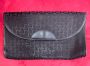70s Black Pierre Cardin Large Envelope Clutch  Monogram Jacquard & Leather Trim