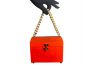 Blazing Orange 60s Wood Box Purse w/ Chunky Gold Chain | Fits everything you need for a night out!