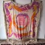 antique 1920s silk shawl with sea dragon motif and fringe