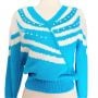 1980’s Bold Teal & White Knit Sweater w/ Pearl Accents, Angora & Rabbit Hair Lux