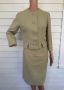 60s Sage Green Wool Suit Skirt Set Midcentury XS 
